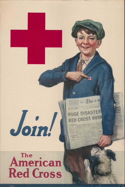 Join! The American Red Cross. Potomac Litho. Mfg. Co. Wash. D.C. 1918. This vintage WW1 poster 
