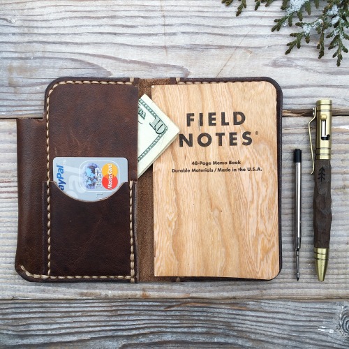 The Drifters Kit by Bear Claw WoodcraftWith a hand carved pen, leather wallet and cherry wood Field 