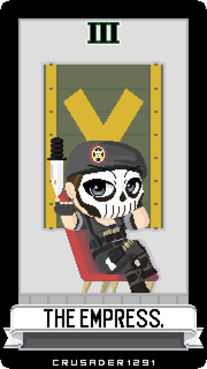 Pixelated R6 Tarot cards - The Empress and Death