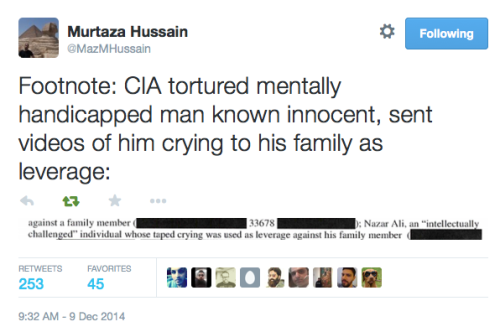 descentintotyranny:  Horrifying revelations drip out as media continues to go through Senate Torture Report 12/9/14 