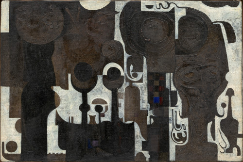 amare-habeo:Ibrahim El-Salahi (Sudanese, born 1930) The Mosque, 1964Oil on canvas, 30.7 x 46 cm   