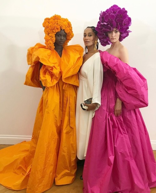 Adut Akech, Tracee Ellis Ross, and Felice Nova Noordhoff at VALENTINO FALL 2018 COUTURE