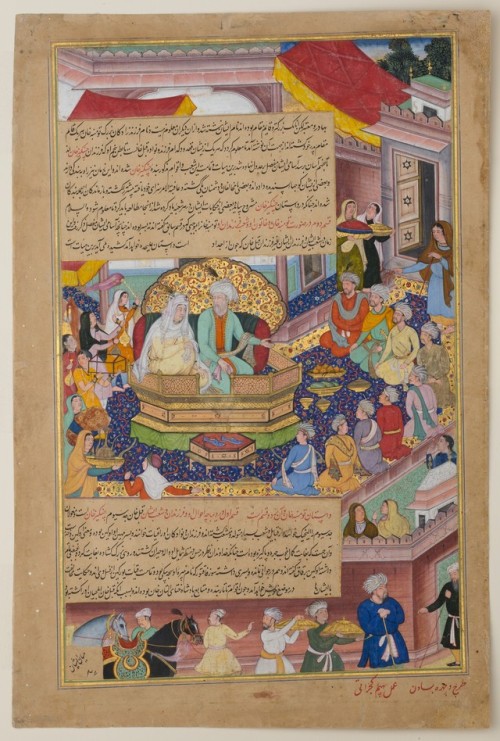 &ldquo;Tumanba Khan, His Wife, and His Nine Sons&rdquo;, Folio from a Chingiznama (Book of Genghis K