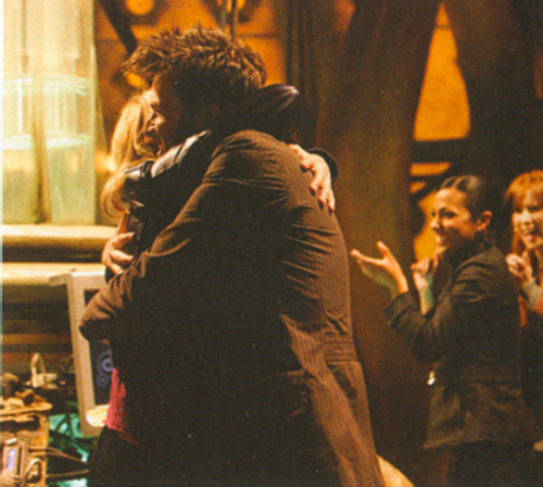 she-who-walks-into-shadows:The last real hug between the Doctor and Rose, which you can’t really see very well in Journey’s End