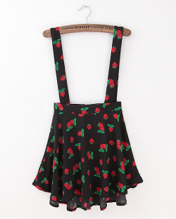 Fresh Strawberry Chiffon Suspender Skirt