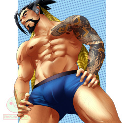 ponkuno:  Overwatch - Hanzo Shimada &amp; Jesse McCree I thought the internet didn’t sexualize these two enough so…… enjoy the pin up shots you horndogs 