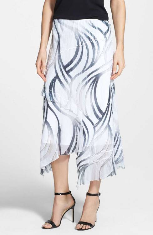 Print Chiffon Asymmetrical Long SkirtShop for more like this on Wantering!