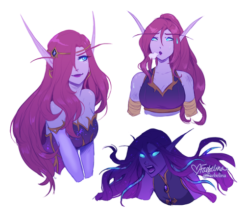 Doodled my void elf girl, Nori, dressing up, working out, and going void form. She&rsquo;s a bit&hel
