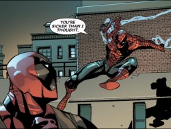 thankscomics:  Time for some classic Deadpool with a Spidey-Deadpool team up. Scans from Deadpool volume 3, issue 10 