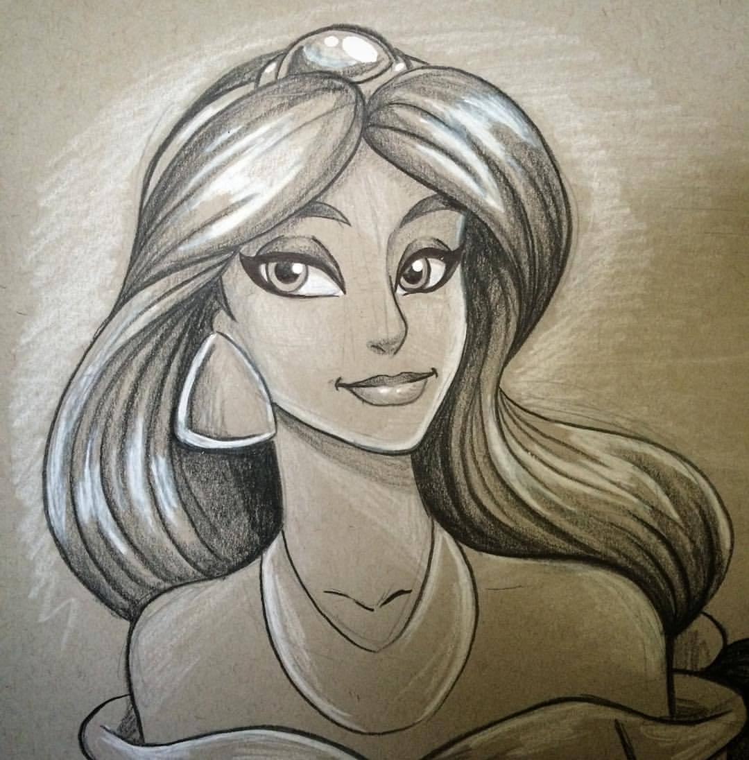 Cartoon Cookie - Toned sketch of princess Jasmine. #princess...