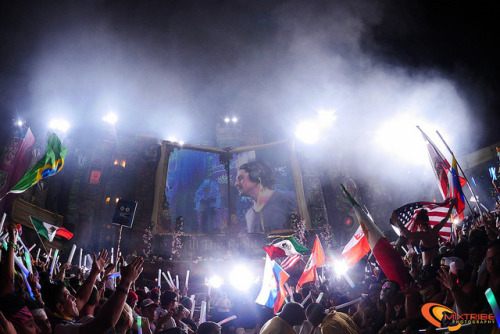 Axwell - Tomorrowworld. colorful lights and happy young people dancing with fog Light was a fantasti