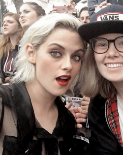 kristensource:     May 11 | Kristen Stewart with fans at the ‘Cafe Society’ premiere and the Opening Night Gala during the 69th annual Cannes Film Festival at the Palais des Festivals in Cannes, France (x | x) 