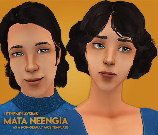 It’s another non-default face template! This time, @letthemplaysims Mata Neengia. There’s not a whole lot to say, message me if you have any issues and go read the Neengiacy!
DOWNLOAD