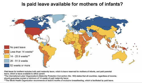 mapsontheweb:Maternity leave policies around the world.