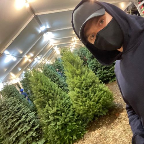 First Chris Evans , now Sebastian stan via Instagram , choosing his Christmas tree and decorating it