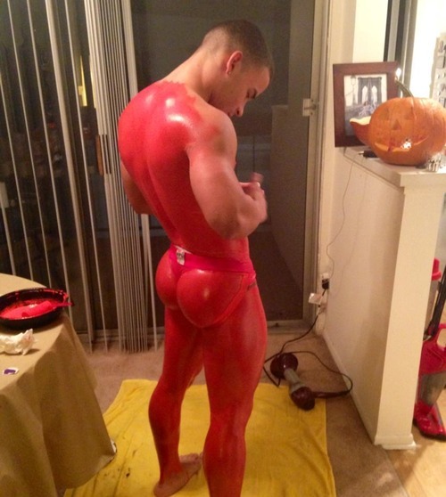 dominicanblackboy:  Sexy fat tongue licking juicy Latin ass Juju Mario hot in red!😍😍😍😍😍😰