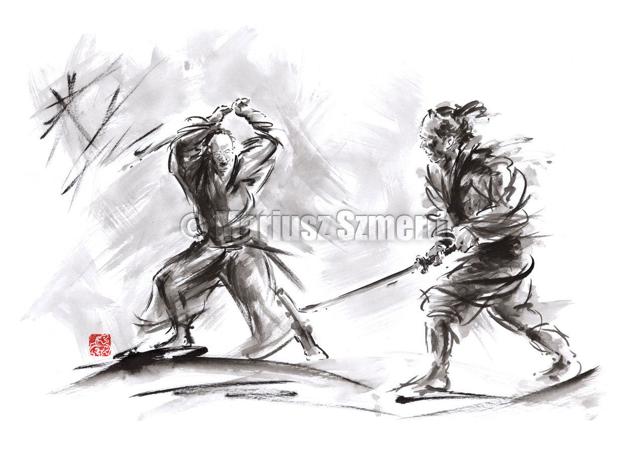 japanese samurai battle drawing