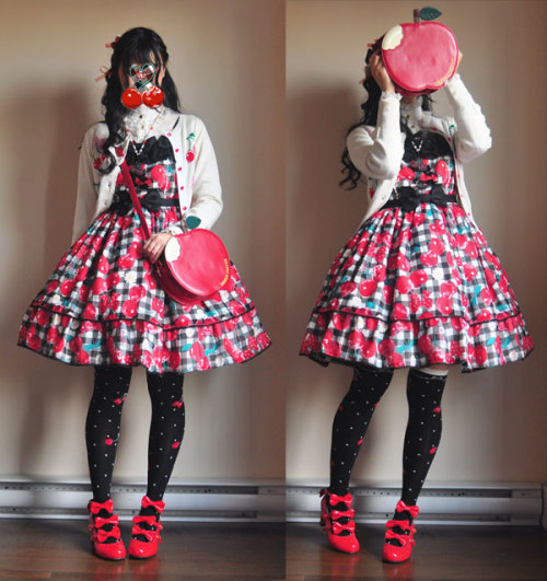 apple-salad: Casual sort of Fresh Cherry coord, with an AP cherry cardigan (of course I had to get m