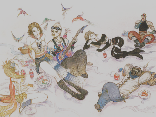 allrauneking:Some of the Final Fantasy X-2 artwork by Yoshitaka Amano