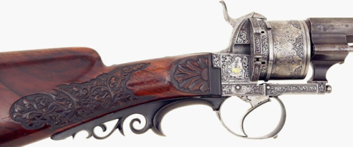 peashooter85:Ornate Lefaucheux type pinfire revolving rifle by Johann Peterlongo of Innsbruck, Austr
