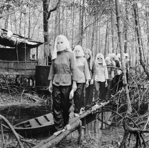 historicaltimes: North Vietnamese activists meet in the Nam Can forest, wearing masks to hide their 