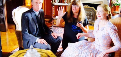 Patricia Clarkson, Bill Nighy, and director Isabel Coixet behind the scenes of “The Bookshop” (2017)