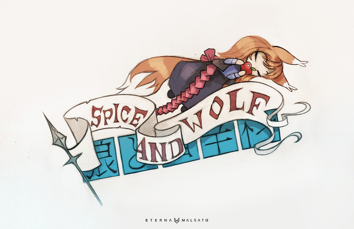 Spice and Wolf tattoo design, commission for HumbertoThis is supposed to go around