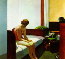 dappledwithshadow:  Hotel Room, Edward Hopper