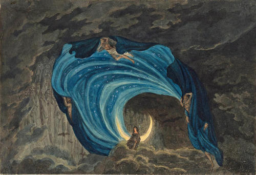 windypoplarsroom: Simon Quaglio “Queen of the Night Scene, for Mozart’s Magic Flute” (1818)