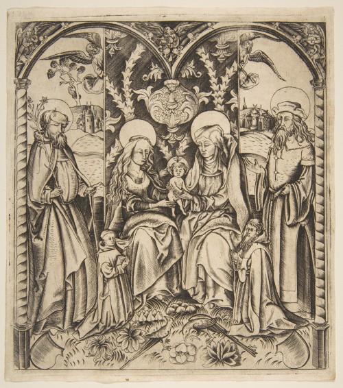 The Holy FamilyAnonymous, GermanEngraving. 15th century.Metropolitan Museum of Art.