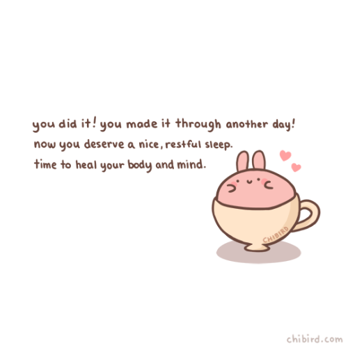 chibird:Tea bunny cares about your sleep and well-being! <3