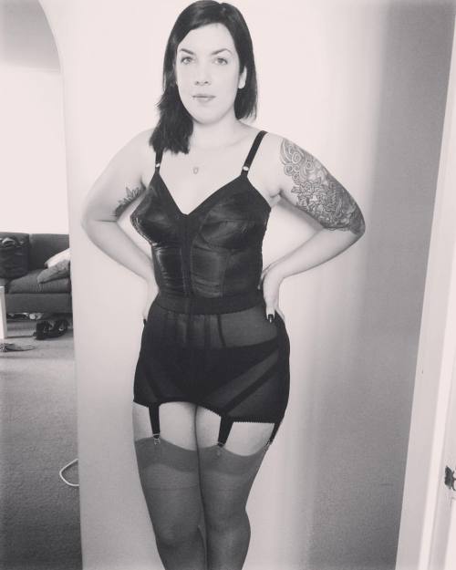 the-nylon-swish:Bra and girdle by @whatkatiediduk, stockings are vintage.