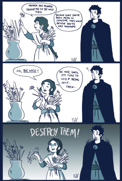 itsapear:  fdevitart:  Little Hades&amp;Persephone comic (inspired by a quote from “A Stroke of Midnight”, by Laurell K. Hamilton). I guess Persephone is the kind of girl who will offer you tea and bake cookies for you and be literally the sweetest