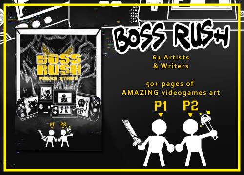 dotzines: BOSS RUSH RELEASE!!! This zine is a digital art book featuring 61 artists and writers