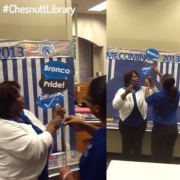 FSU Homecoming 2013 - #ChesnuttLibrary #PhotoBooth: When the students are away…
#ILoveMyLibrary #FallBreak #FSUBroncos #BroncoPride #faystate #InsideChesnuttLibrary #FSUHomecoming #PhotoBooth #Homecoming2013 #library #librarydisplay #academiclibrary...