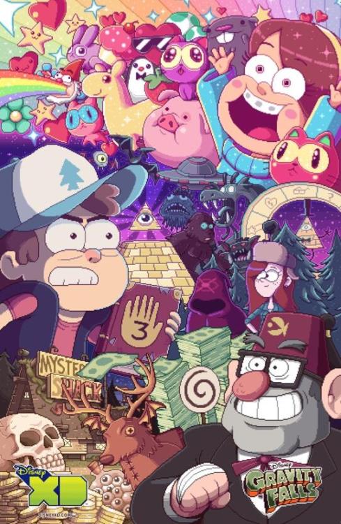 San Diego Comic Con 2014 exclusive Gravity Falls poster. By pixel wizard probertson