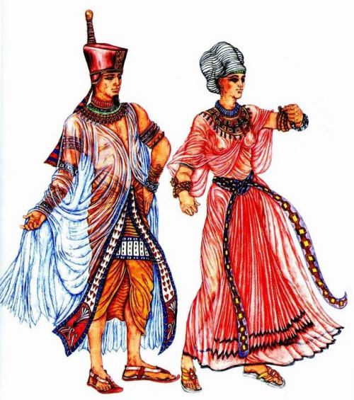 Ancient Egyptian fashions from History in costumes: From Pharaoh to Dandy by Anna Blaze, art by Dari