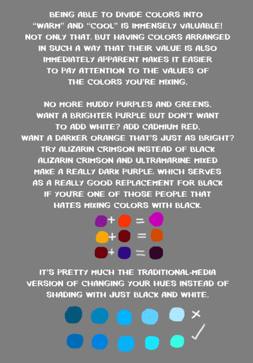 sveltte:  I made a tutorial about mixing colors when painting! It’s really long and rambly and probably repeats itself a lot, but maybe it’ll be helpful to somebody. It’s intended for people who already have a basic understanding of color theory,