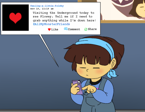 twinkens-art:  In the end, Frisk gave in and payed ol’ Wingdings a visit. Gaster’s social media adventures continue………..  [part 1] [part 2] 