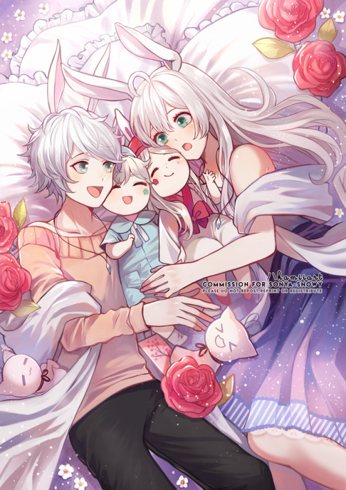 OC Shu & En w/ their children, Sui & Hana Commission for DunHeartDun/Sonya-Snowy(DA) Thank y