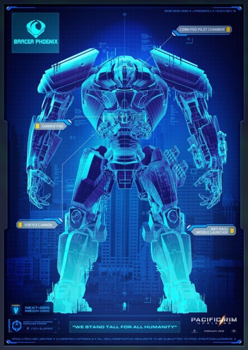 pacificrimthemovie: Pacific Rim: Uprising Bracer Phoenix (Blueprint) Poster