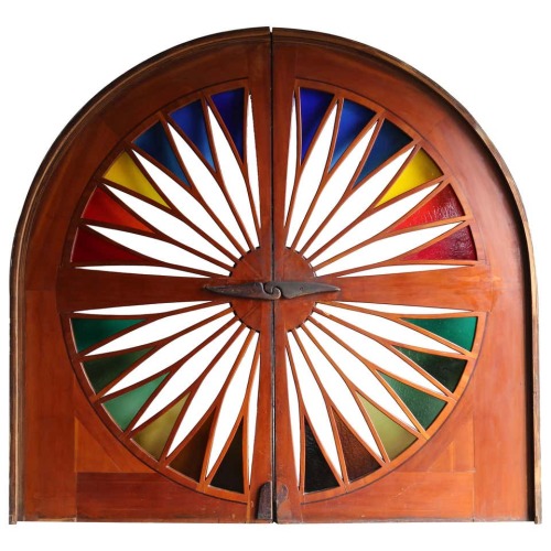 Stained glass sliding doors, circa 1970