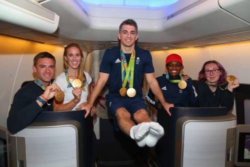 peek-a-dillo:Max Whitlock stretches onboard the flight home from Rio