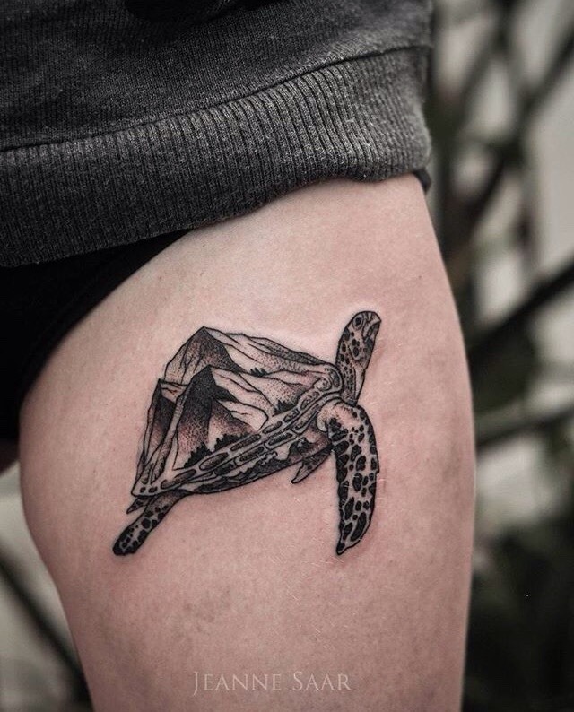 geometric tattoos — Turtle tattoo by jeannesaar on Instagram