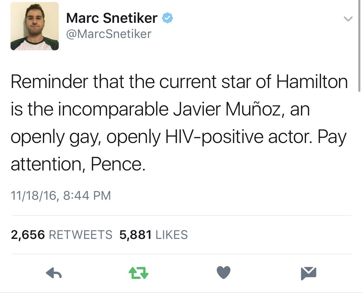 ffuckybarnes:some of my favorite tweets about mike pence seeing hamilton
