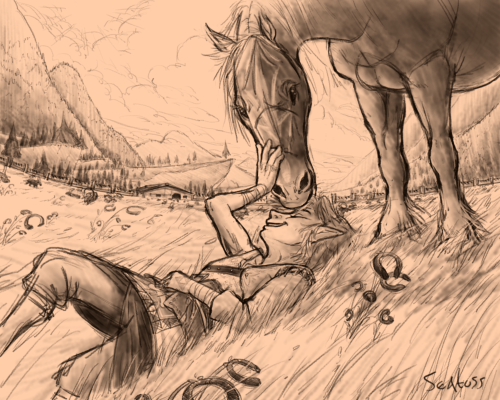 Link Taking A Breather With His Bff Epona