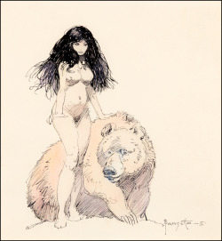 wonderful-strange:  Nude w/Bear, Frank Frazetta.