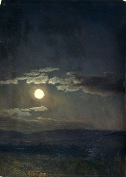 dappledwithshadow:Albert Bierstadt - Cloudy Study, Moonlight (ca. 1860)