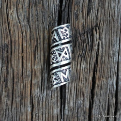 irisharchaeology:  Happy World Beard Day :) For the Viking/hipster in your life…….This sterling silver beard bead is decorated in Viking Rune letters. A distinctive piece of jewellery, it is worn by passing strands of beard hair through the central