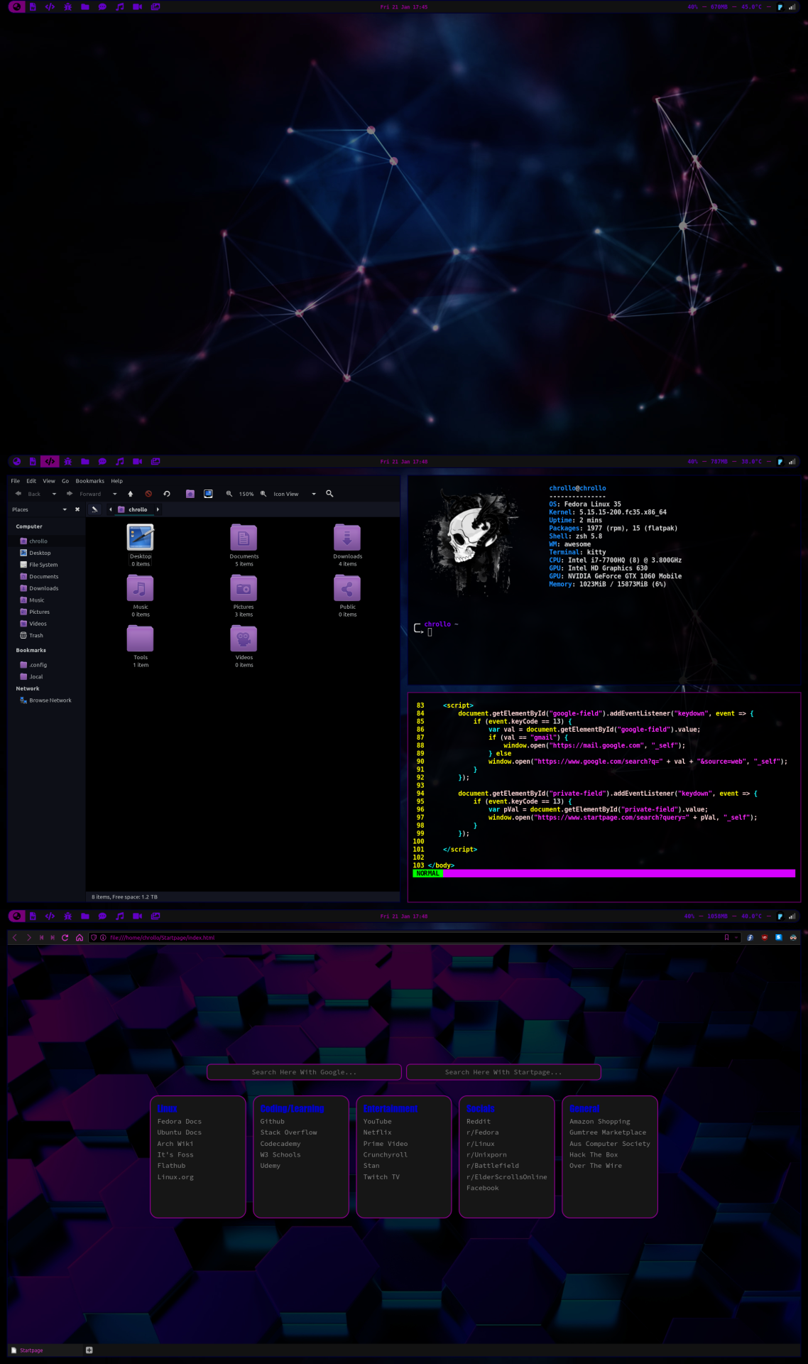 [AwesomeWM] Darkness #linux#linuxmasterrace#linuxmemes#unix#gnu#freesoftware#tux#arch linux#ubuntu#linux mint#pr